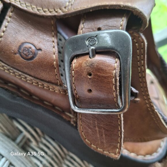 Born Men's Fisherman Sandals Brown Leather Size 12 Adjustable Strap  Vacation - Picture 5 of 10